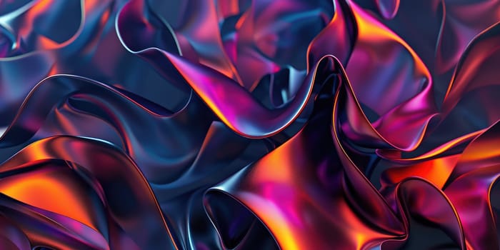 Vibrant abstract waves with metallic texture for modern design concepts.