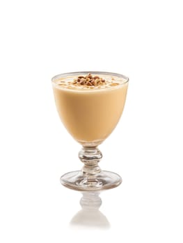 Amarula Short glass with the creamy caramel flavored liqueur made from the marula fruit South. Drink isolated on transparent background.