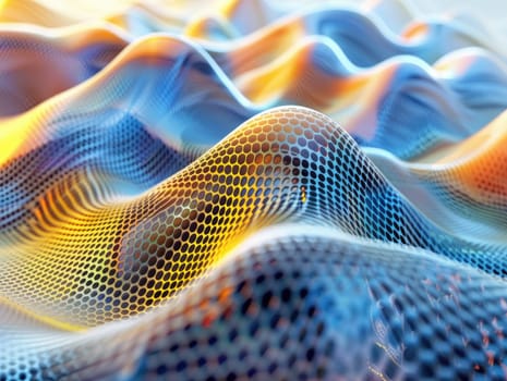 Abstract geometric waves with colorful mesh patterns for creative design projects.