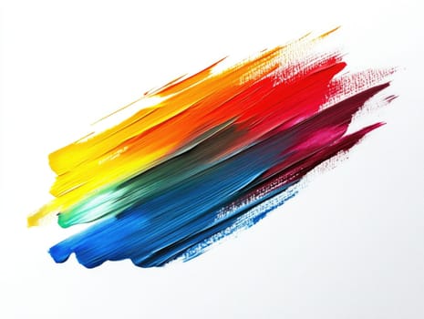 Vibrant paint brush stroke on white background - creative design element.