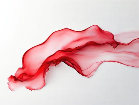 Elegant flowing red fabric on white background for design and decoration concepts.