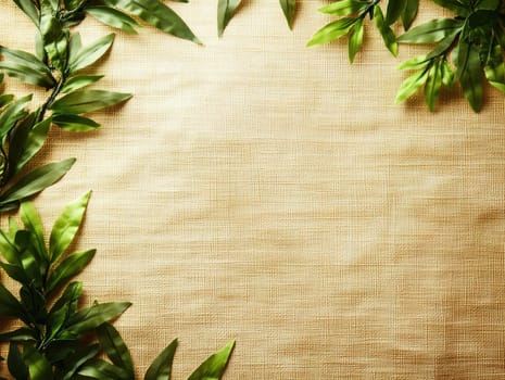 Sukkot celebration background with greenery and copy space for design.