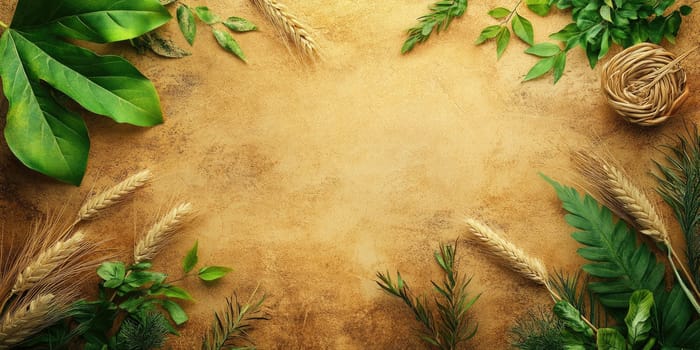 Sukkot celebration background with natural elements and copy space.