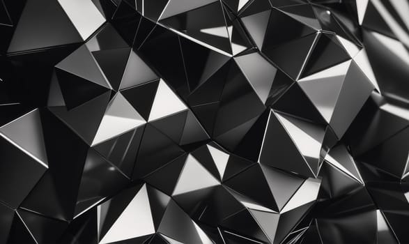 The image shows a close-up view of a pattern of black and silver triangles that appear to be made of metal or plastic