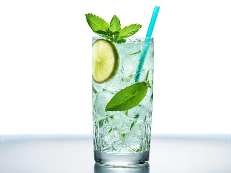Mojito A refreshing mix of white rum lime juice and mint leaves in a tall. Drink isolated on transparent background.