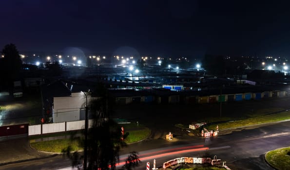Shot of the light trails on the road of the night city