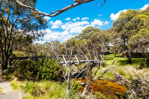 Trails around Thredbo Riover and Thredbo Golf Course in Thredo in the Snowy Mountains, New South Wales, Australia