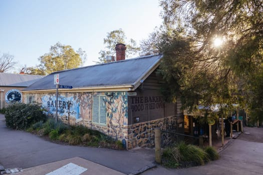 WARRANDYTE, AUSTRALIA - AUGUST 11 2024: The quaint tourist country town of Warrandyte and its bakery on a winter's day in Victoria, Australia