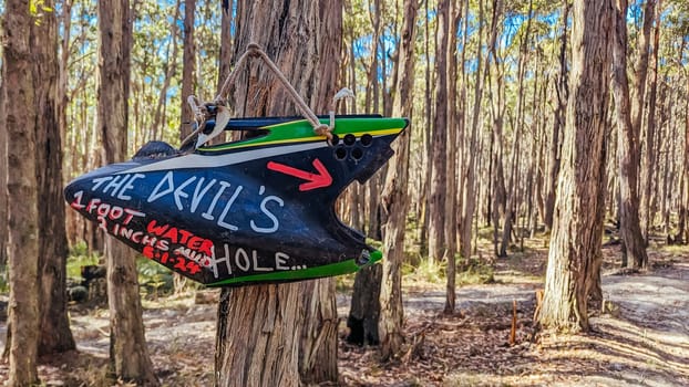 A bush camp setup in Wombat State Forest near Macedon, Victoria, Australia