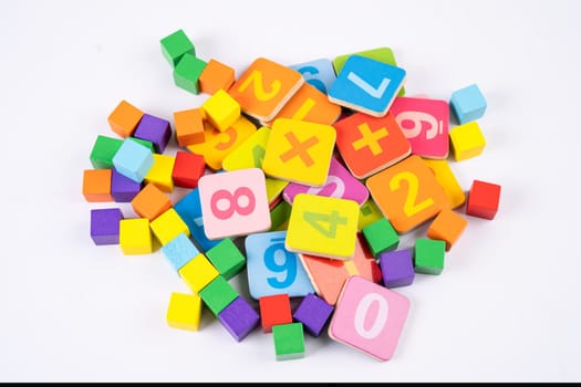 Math number colorful on white background, education study mathematics learning teach concept.