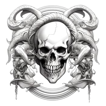 Skull on snake background. Decorative design element, template for sticker, poster, t-shirt, etc. 