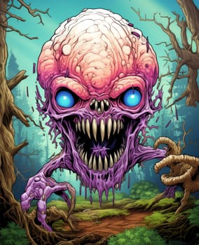 Cartoon monsters in pop art style. Template for t-shirt print, sticker, poster, etc.