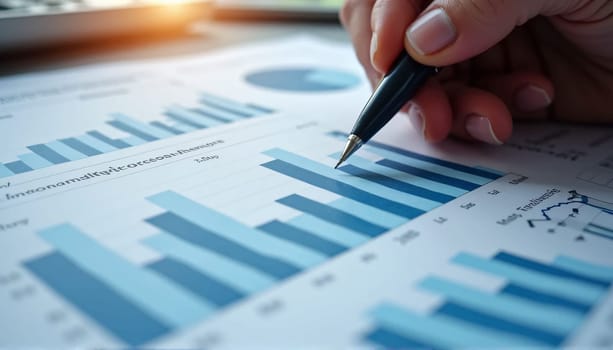 Data strategy, graph accounting, report chart, economy, investment research, and profit idea . High quality photo