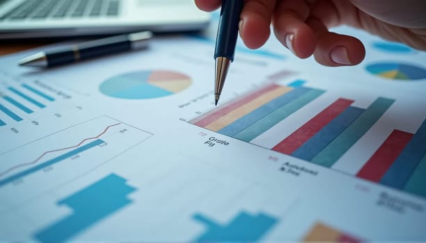 Data strategy, graph accounting, report chart, economy, investment research, and profit idea . High quality photo