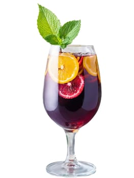 Sangria A fruity and festive blend of red wine fruit juice and brandy. Drink isolated on transparent background.