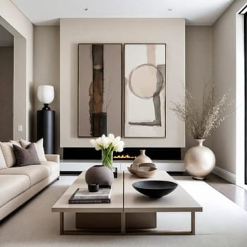 Minimalist modern living room interior design. Elegant sofa and fine wooden coffe table.Resource for designers and interior decorating promotions.