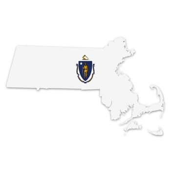 A Massachusetts State Flag Map Illustration with clipping path