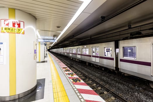 TOKYO, JAPAN - MAY 12, 2019: Underground train station in Tokyo, Japan