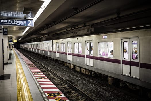 TOKYO, JAPAN - MAY 12, 2019: Underground train station in Tokyo, Japan