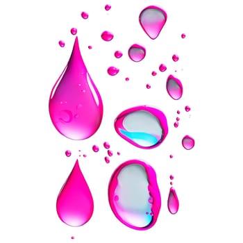 Vibrant drop water paint strokes merge in a dance of colors on a transparent canvas.