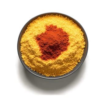 Ground bison lean and flavorful with chili powder and cornmeal tumbling in a Southwestern cascade. Food isolated on transparent background.