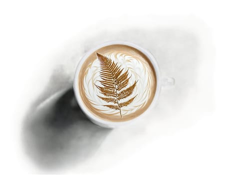 Flat White A velvety flat white in a minimalist glass with a delicate fern latte. Drink isolated on transparent background.