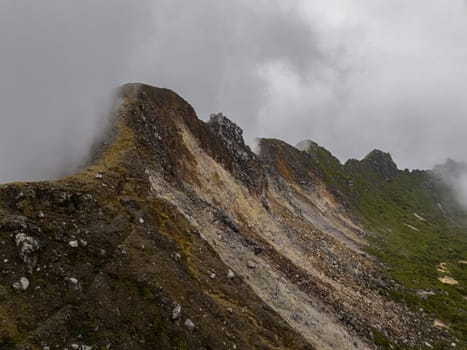 The slopes of the Sibayak volcano after the eruption. Sumatra, Indonesia.