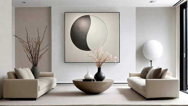 Interior design.Modern living room interior design with wall art pictures.Resource for designers and interior decorating magazines.Used for promotion of interior design projects.