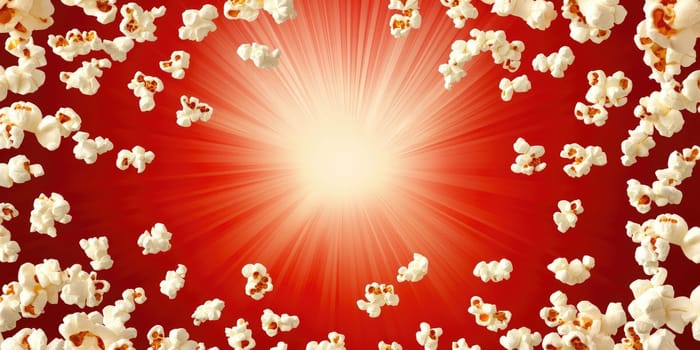 Vibrant circus-themed background with popcorn burst for festive designs.