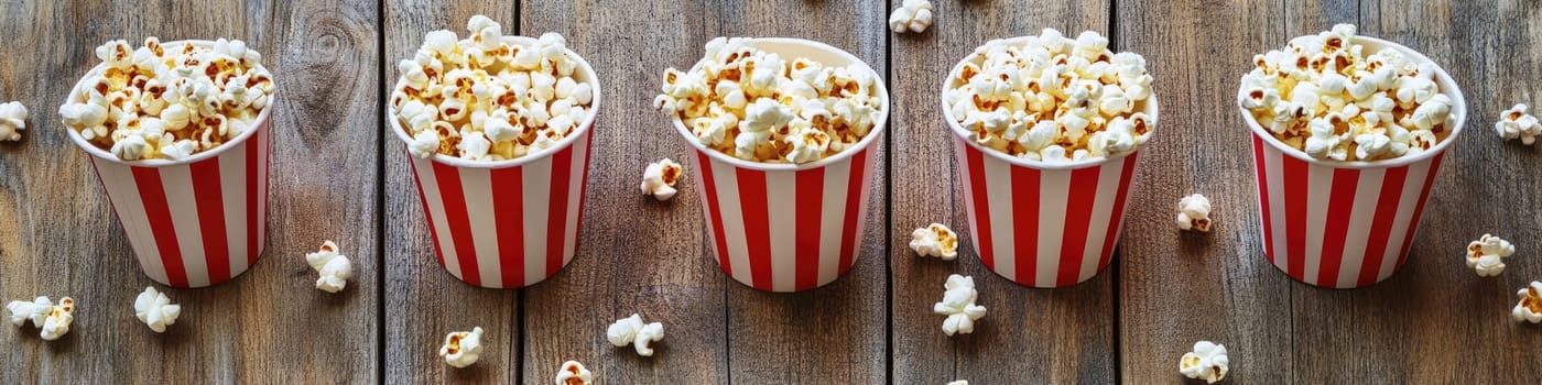 Circus theme background with popcorn on rustic wooden table for event design.