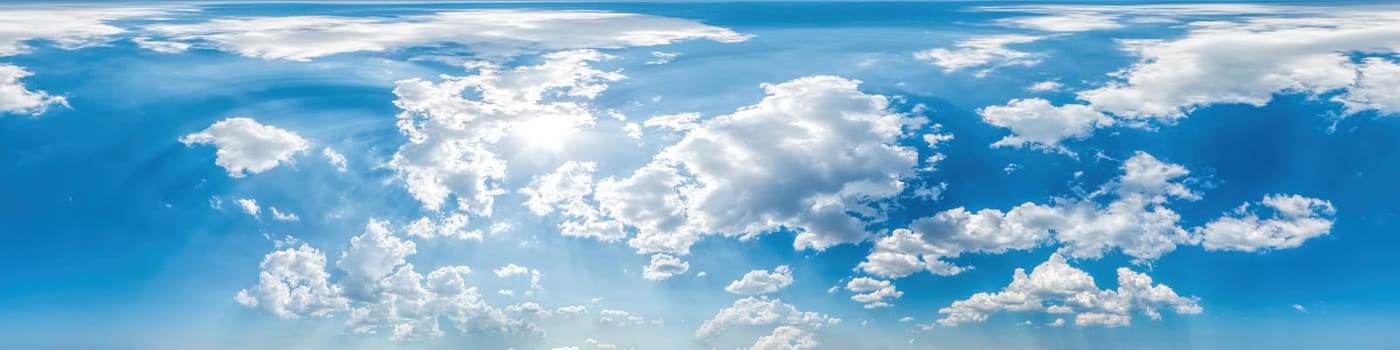 sky panorama with clouds without ground, for easy use in 3D graphics and panorama for composits in aerial and ground spherical panoramas as a sky dome