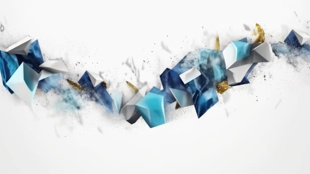 Abstract watercolor artwork mixed with buzzy geometric shapes for background of social media banner generative AI image