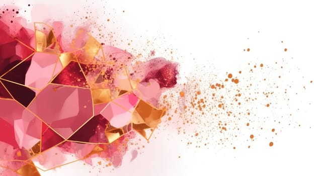 Abstract watercolor artwork mixed with buzzy geometric shapes for background of social media banner generative AI image