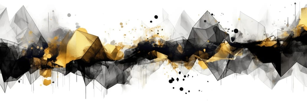 Abstract watercolor artwork mixed with buzzy geometric shapes for background of social media banner generative AI image