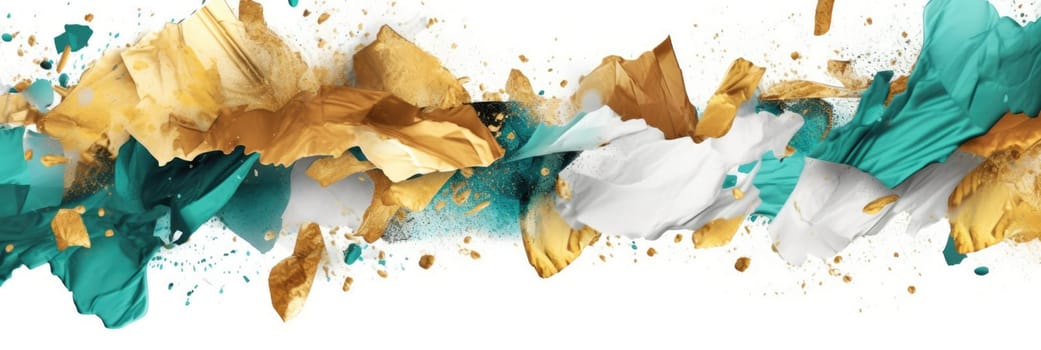 Abstract watercolor artwork mixed with buzzy geometric shapes for background of social media banner generative AI image