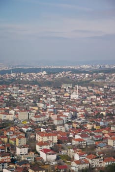 Arial View of Istanbul Asian Side Urban building blocks,