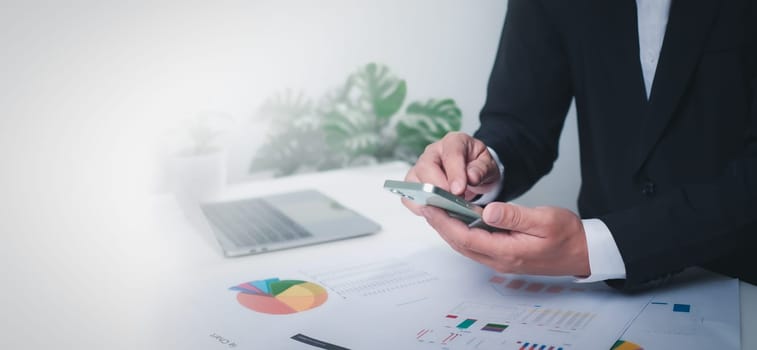 Businessman checking email on the phone screen. New email notification concept for business email communication and digital marketing. Inbox receives notification of electronic messages. Internet technology.