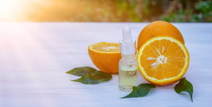 orange essential oil. selective focus