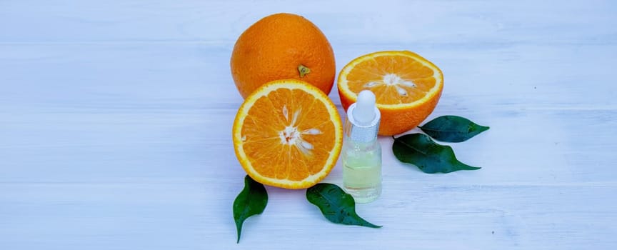 orange essential oil. selective focus