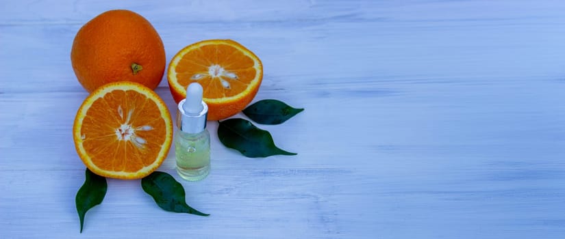 orange essential oil. selective focus