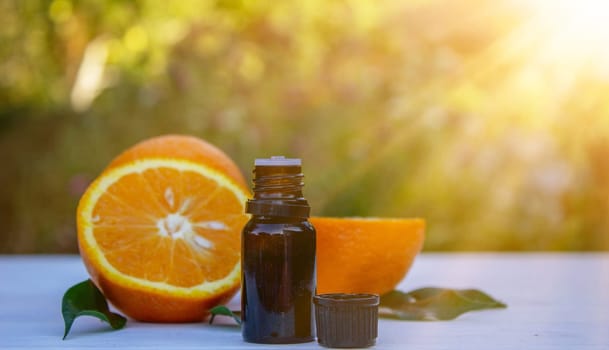 orange essential oil. selective focus