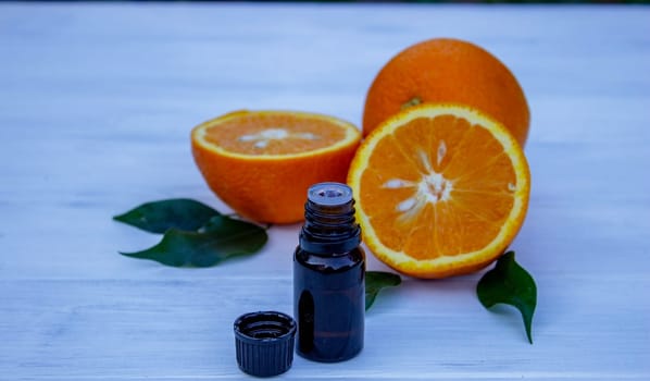 orange essential oil. selective focus
