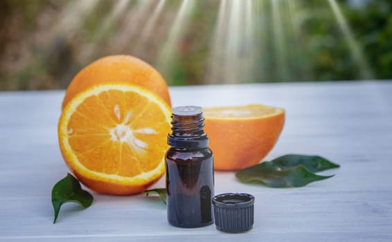 orange essential oil. selective focus