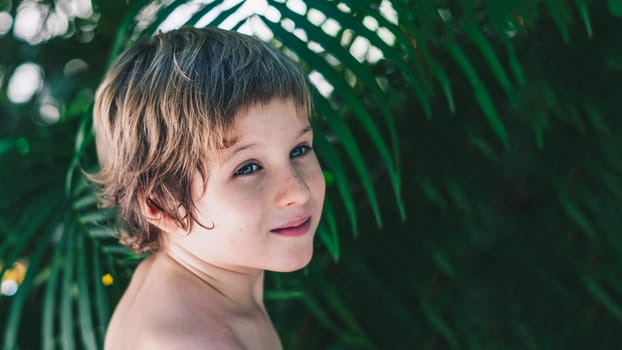 Portrait boy. Happy childhood, sincere emotions, joy of life, family education.