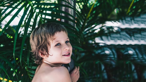 Portrait boy. Happy childhood, sincere emotions, joy of life, family education.