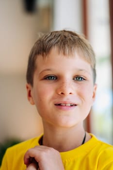 Portrait boy. Happy childhood, sincere emotions, joy of life, family education.