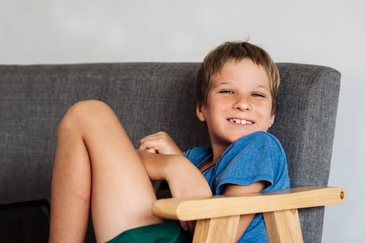 Portrait boy. Happy childhood, sincere emotions, joy of life, family education.