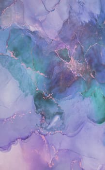 Swirling colors of purple, green, and blue blend together harmoniously, highlighted by sparkling gold accents, creating a mesmerizing abstract design that captivates the viewer.