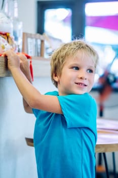 Portrait boy. Happy childhood, sincere emotions, joy of life, family education.