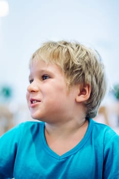 Portrait boy. Happy childhood, sincere emotions, joy of life, family education.